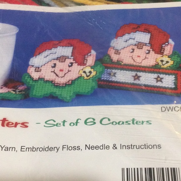 🎄Elf Coasters Christmas craft kit set of 6. New-old stock. - Picture 3 of 4